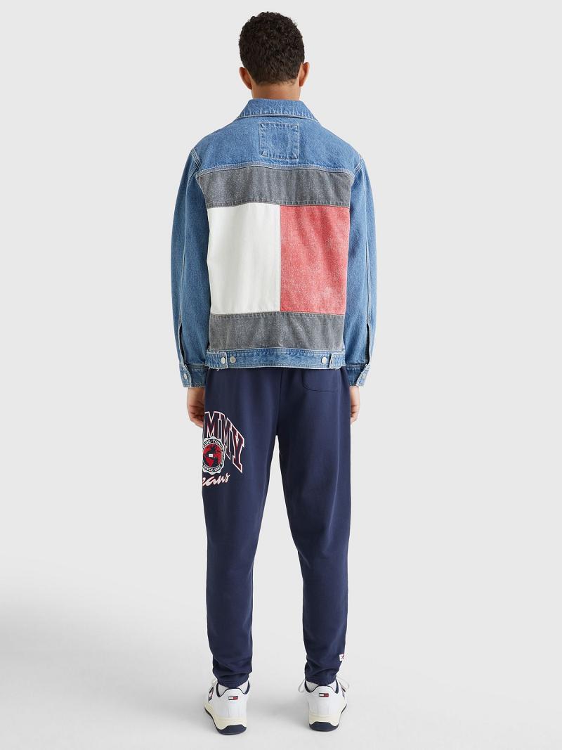 Férfi Tommy Hilfiger Classic flag oversized trucker Kabát Kék | HU 1179RVD